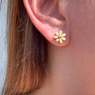Golden Flowers Plain Earrings