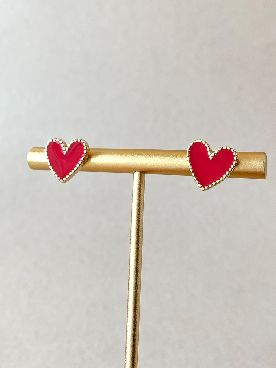 Black, Pink and Red Heart Shape Earrings