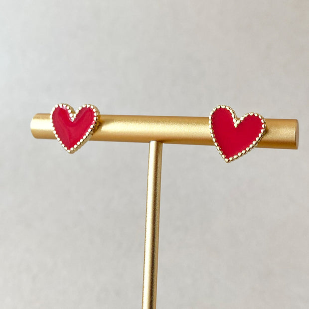 Black, Pink and Red Heart Shape Earrings