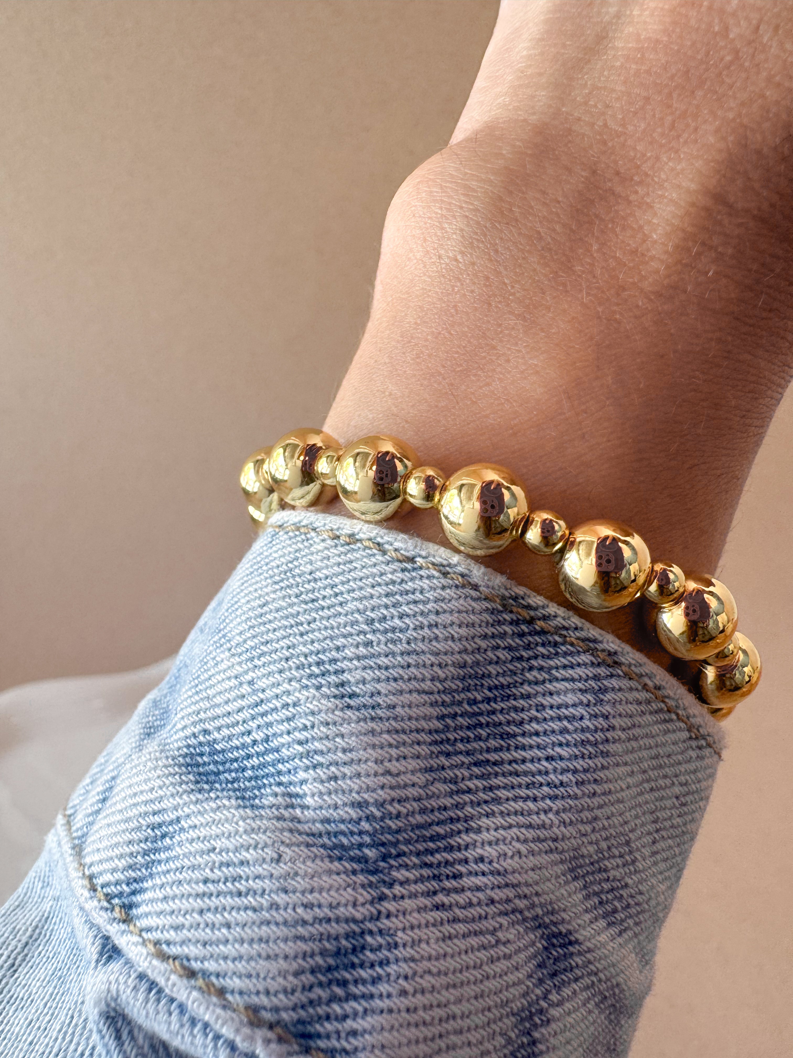 Medium & Little Balls Elastic Bracelets in Silver & Gold