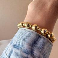 Medium & Little Balls Elastic Bracelets in Silver & Gold