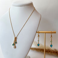 Blue Drop Crystals Steel Necklace or Hoops