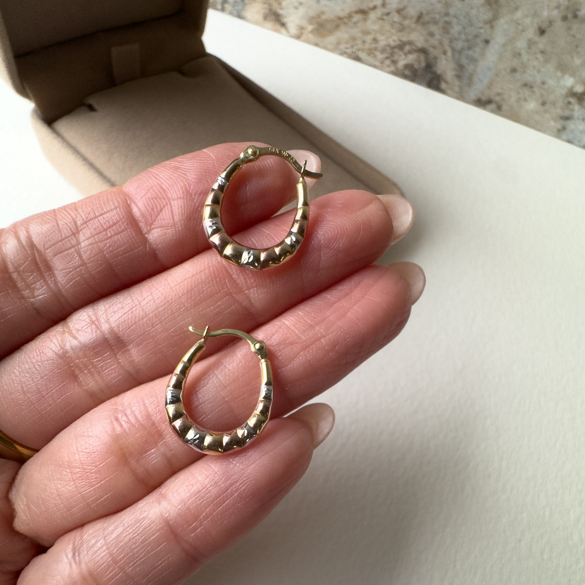 3 Gold Hoops 14k Solid Gold Earrings