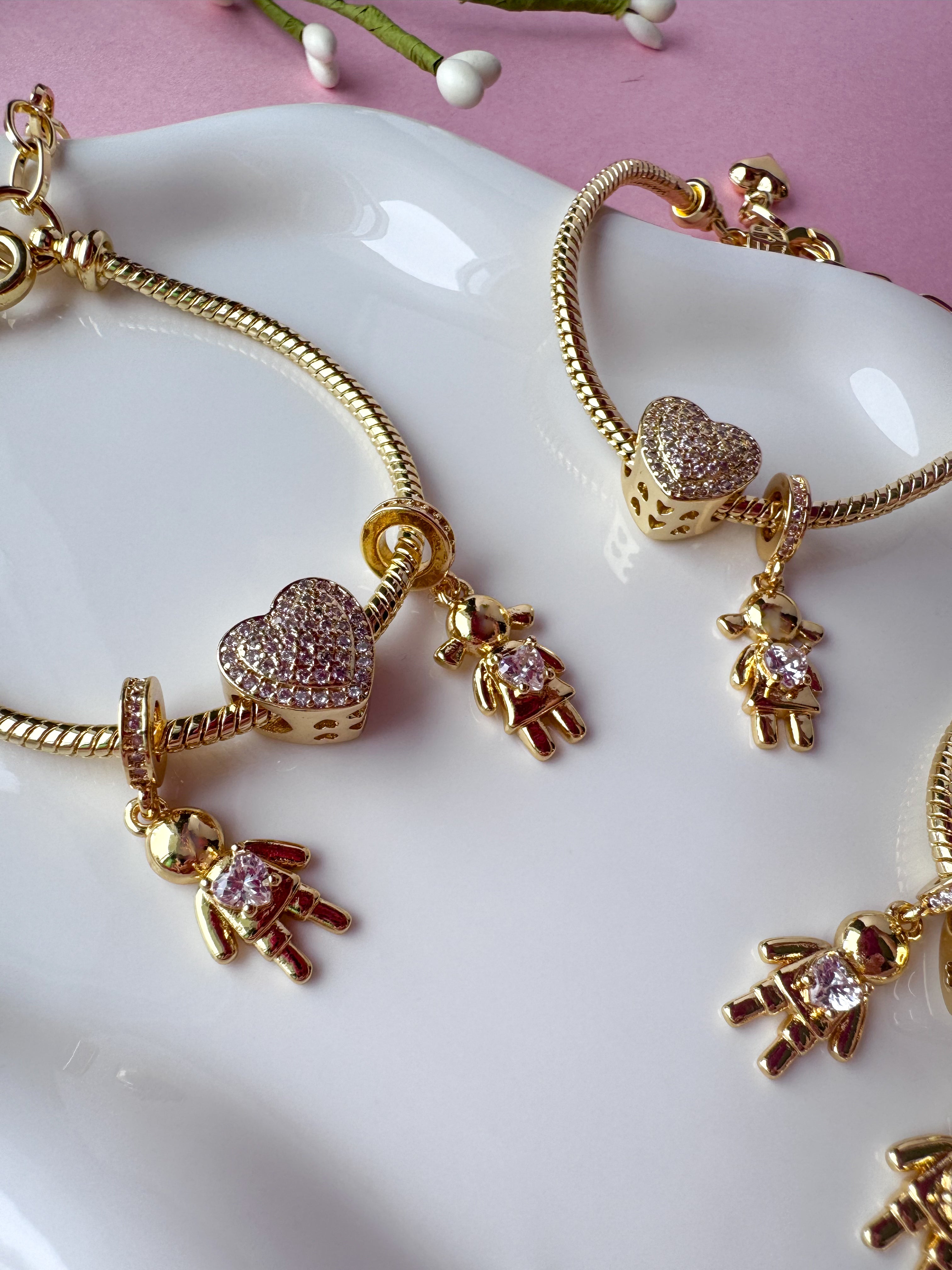 Golden Big Heart Crystal Kids Bracelet
