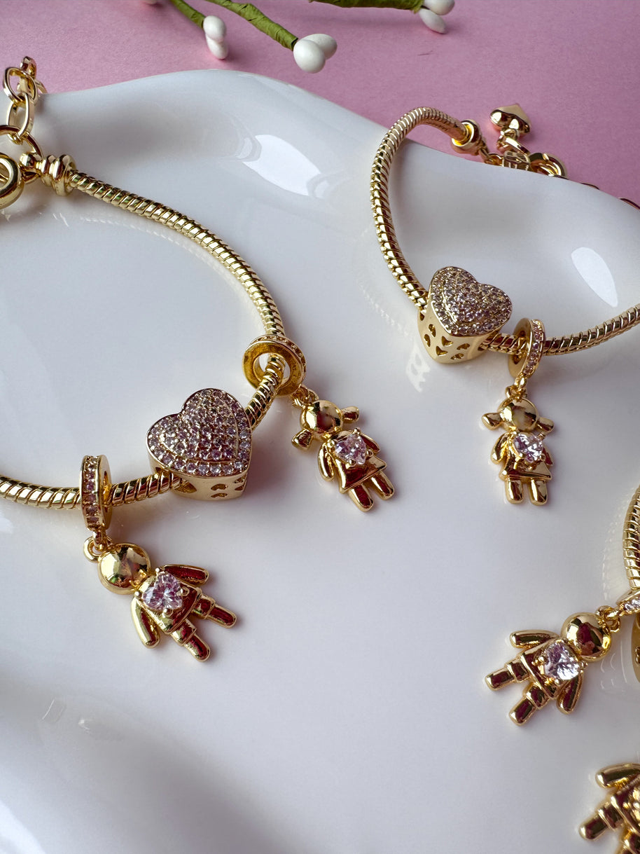 Golden Big Heart Crystal Kids Bracelet