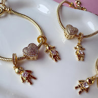 Golden Big Heart Crystal Kids Bracelet