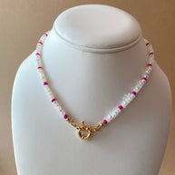 Clear Crystals and Purple Beads Necklace