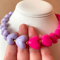 Big Purple and Pink Hearts Pattern Necklace