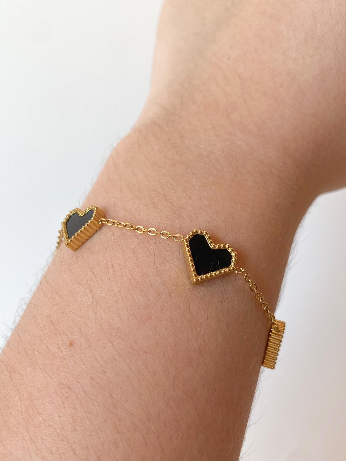Black Hearts Pattern Steel Bracelet
