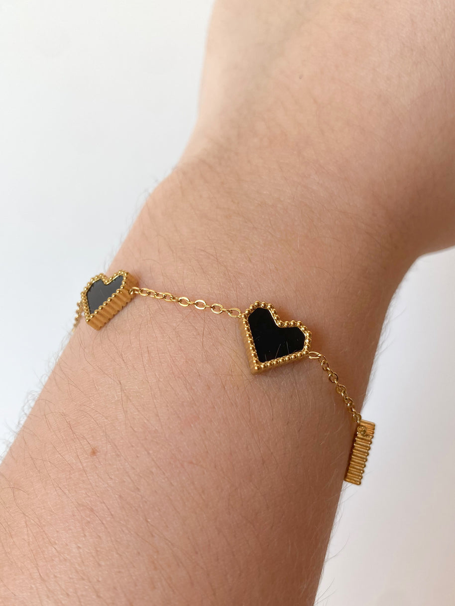 Black Hearts Pattern Steel Bracelet