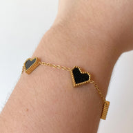 Black Hearts Pattern Steel Bracelet