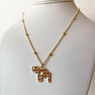 Tricolor Venezuelan Map Golden Necklace