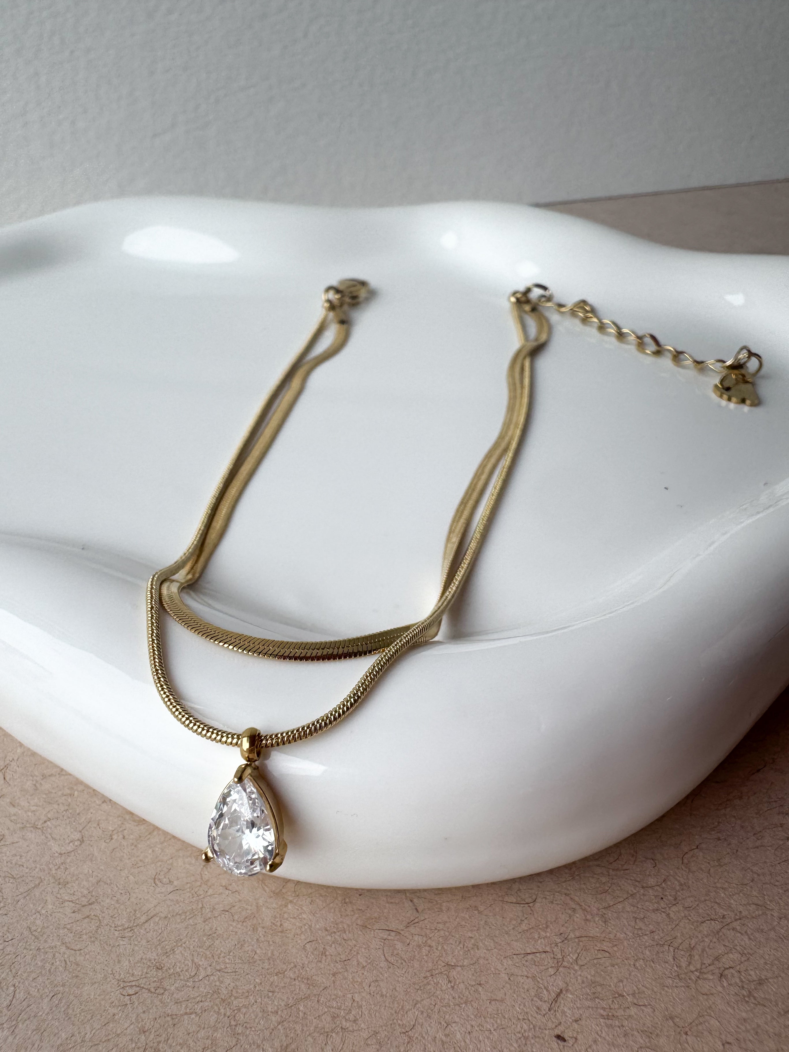 Double Crystal Steel Anklet