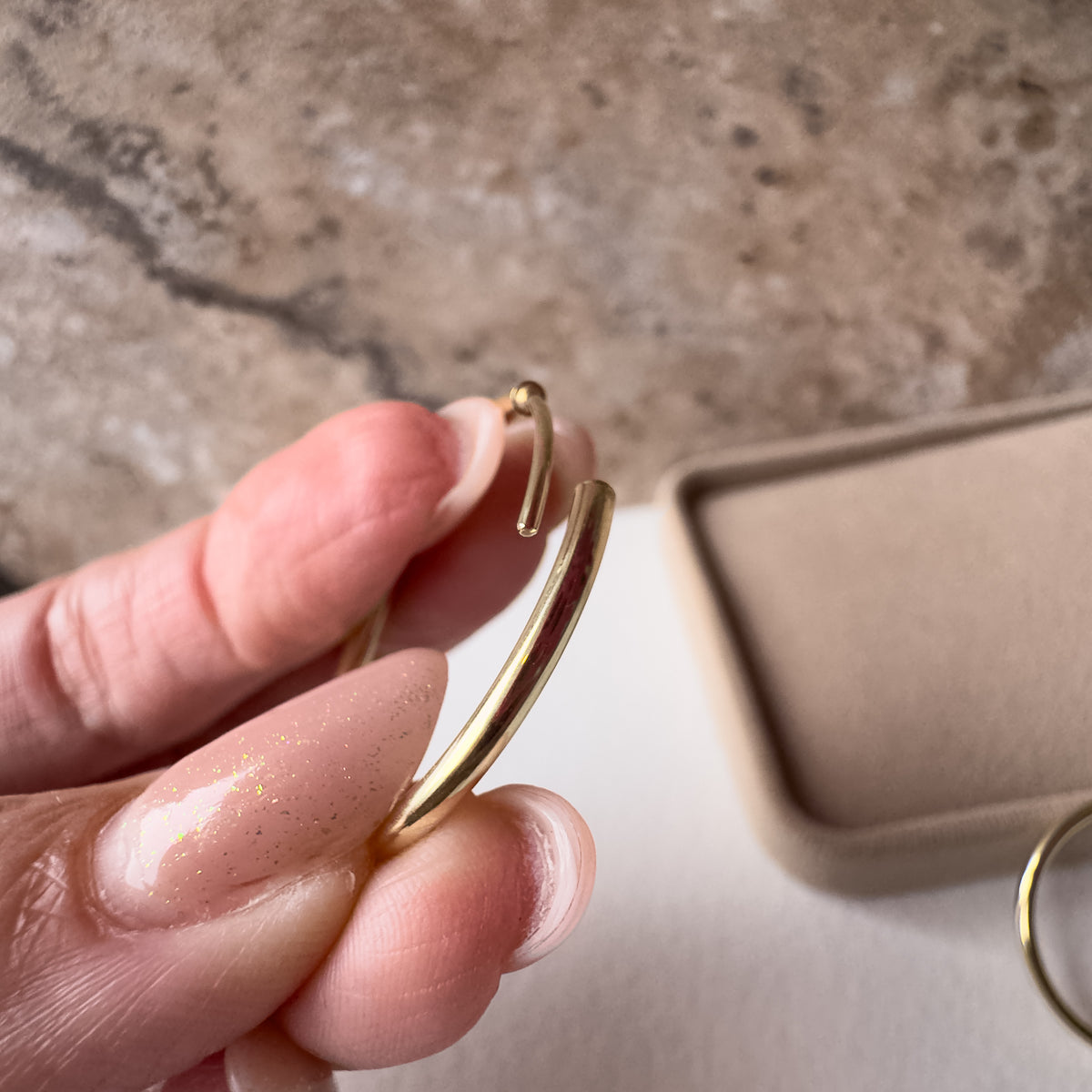 Medium Plain Smooth Hoops 14k Solid Gold Earrings