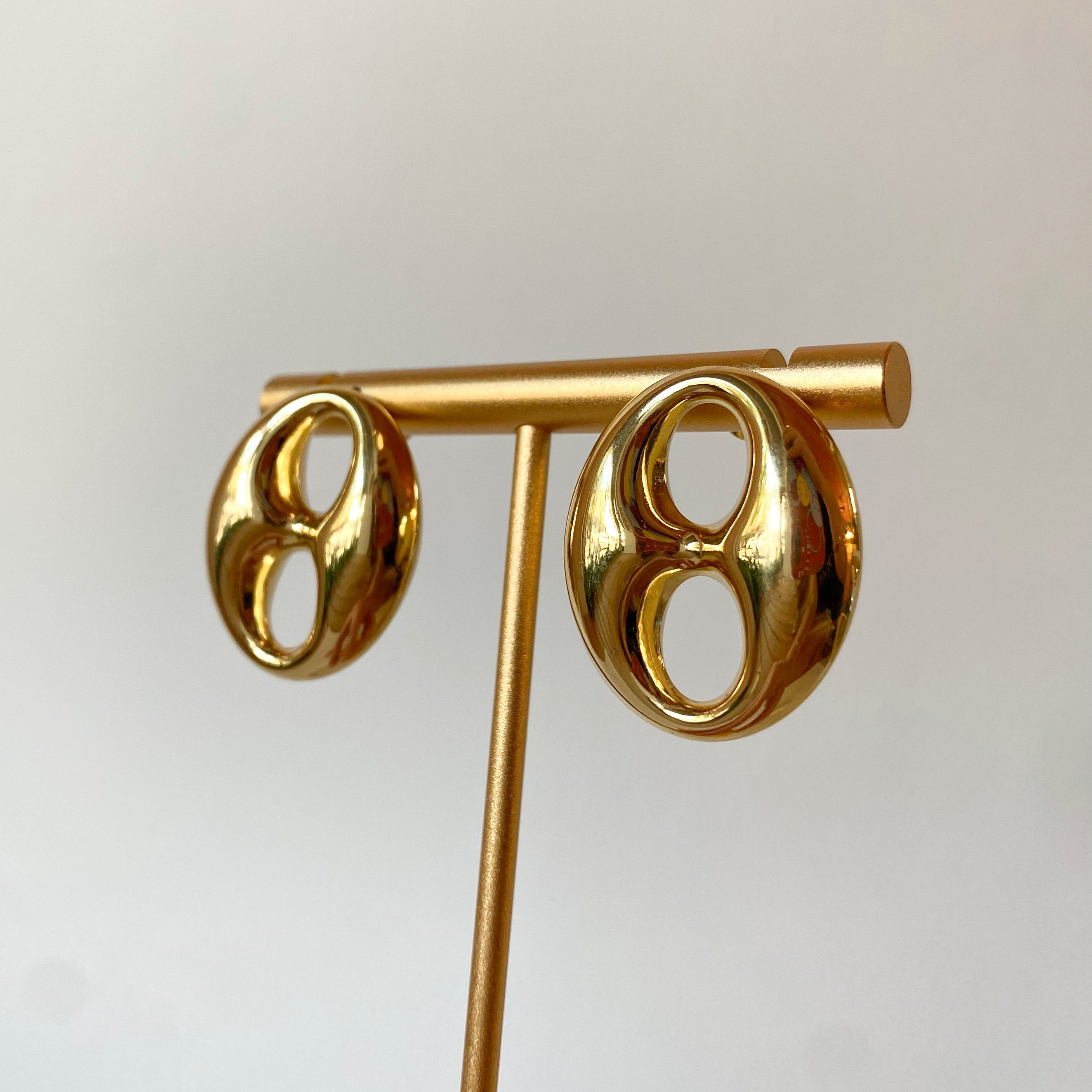 Golden Steel Big Coffee Grain Earrings