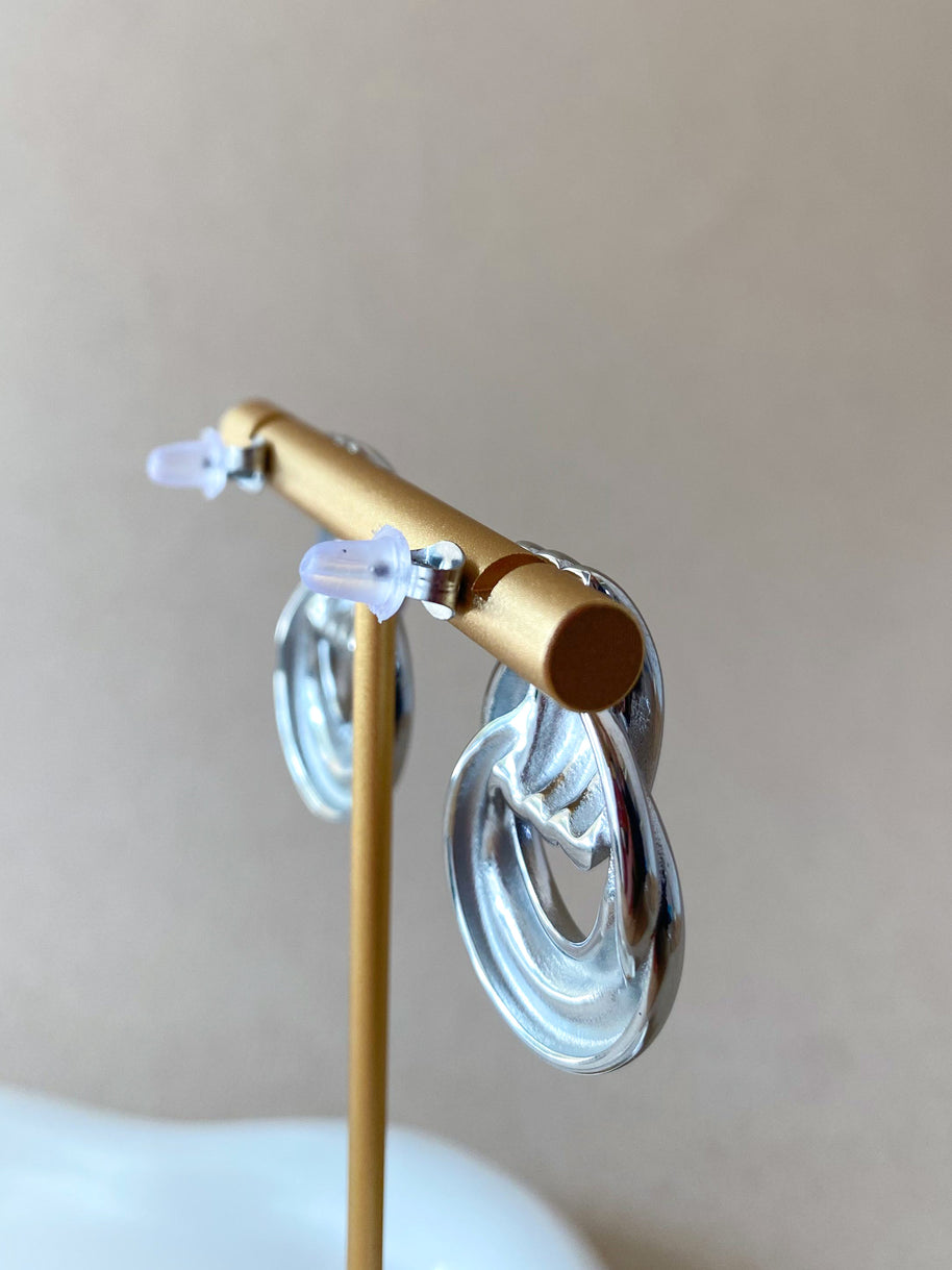 Silver Big 2 Shape Style Steel Hoops