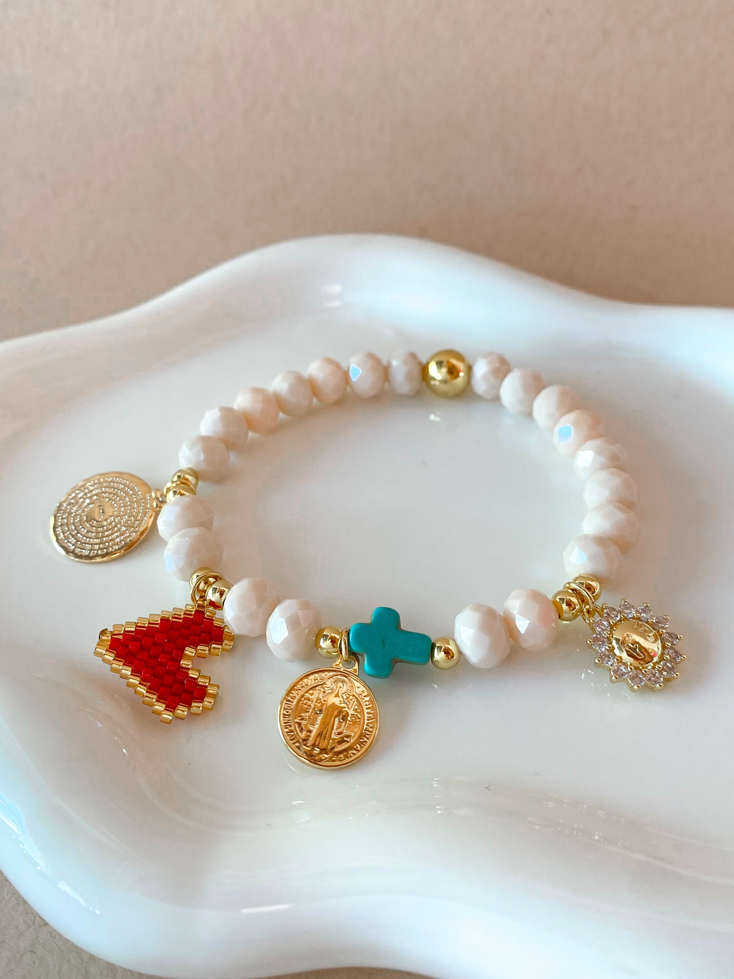 2 Styles of St Benedict, Cross and Faith Charms Bracelets