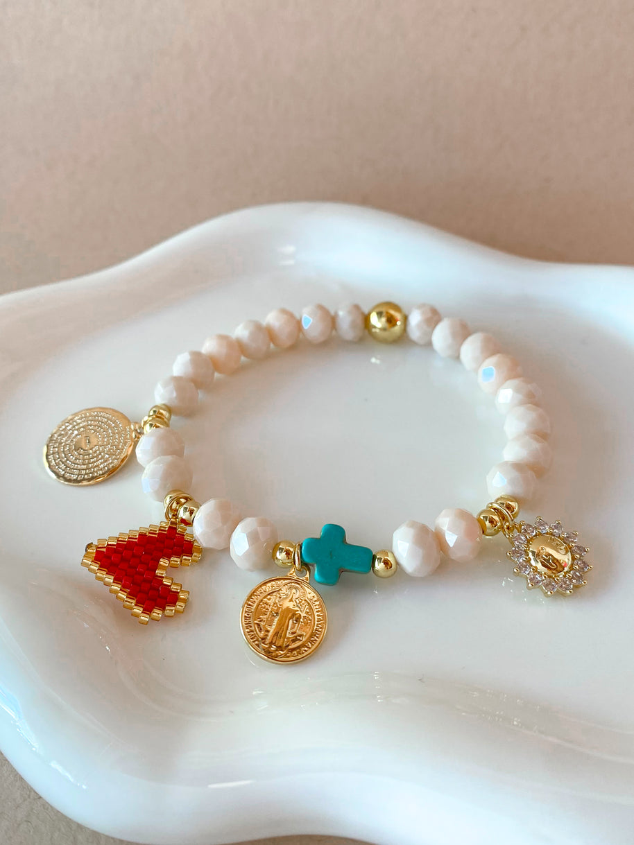 2 Styles of St Benedict, Cross and Faith Charms Bracelets