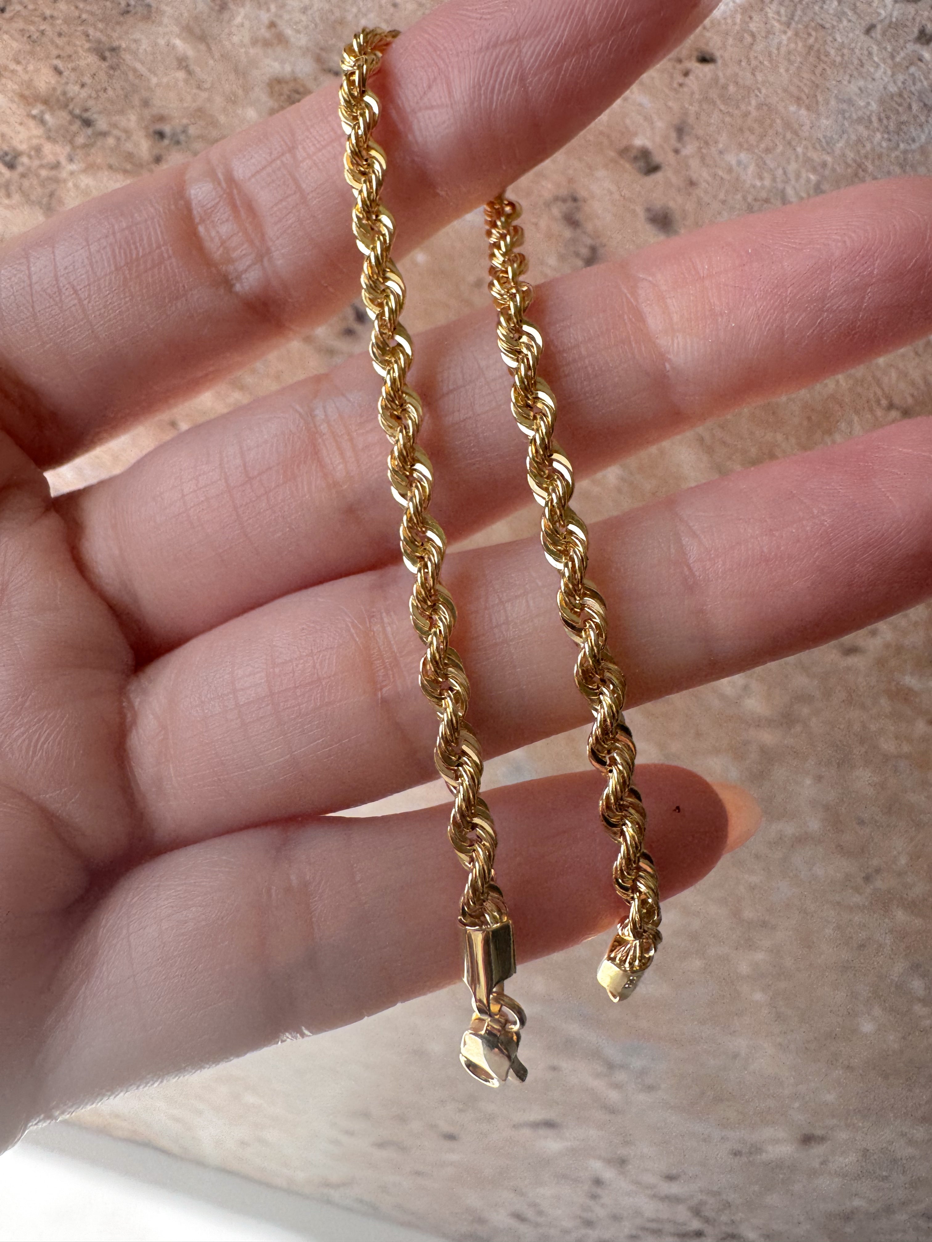 Rope Style 14k Solid Gold Bracelet