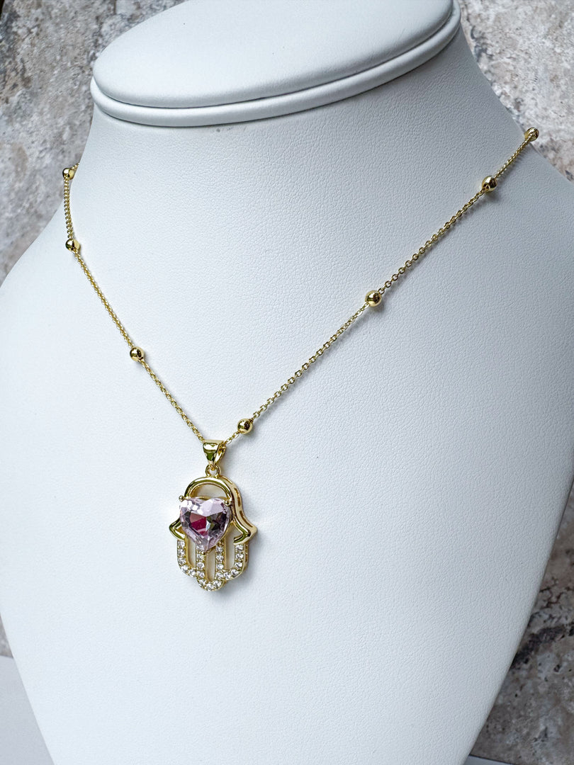 Hamsa Pink Necklace