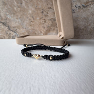 Little Heart 18K Solid Gold Black String Bracelet