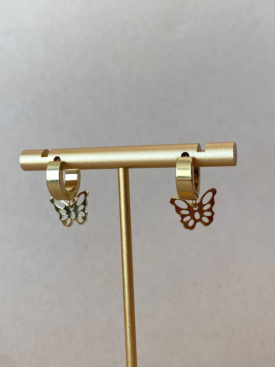 Butterfly Sillhoutte Steel Hoops