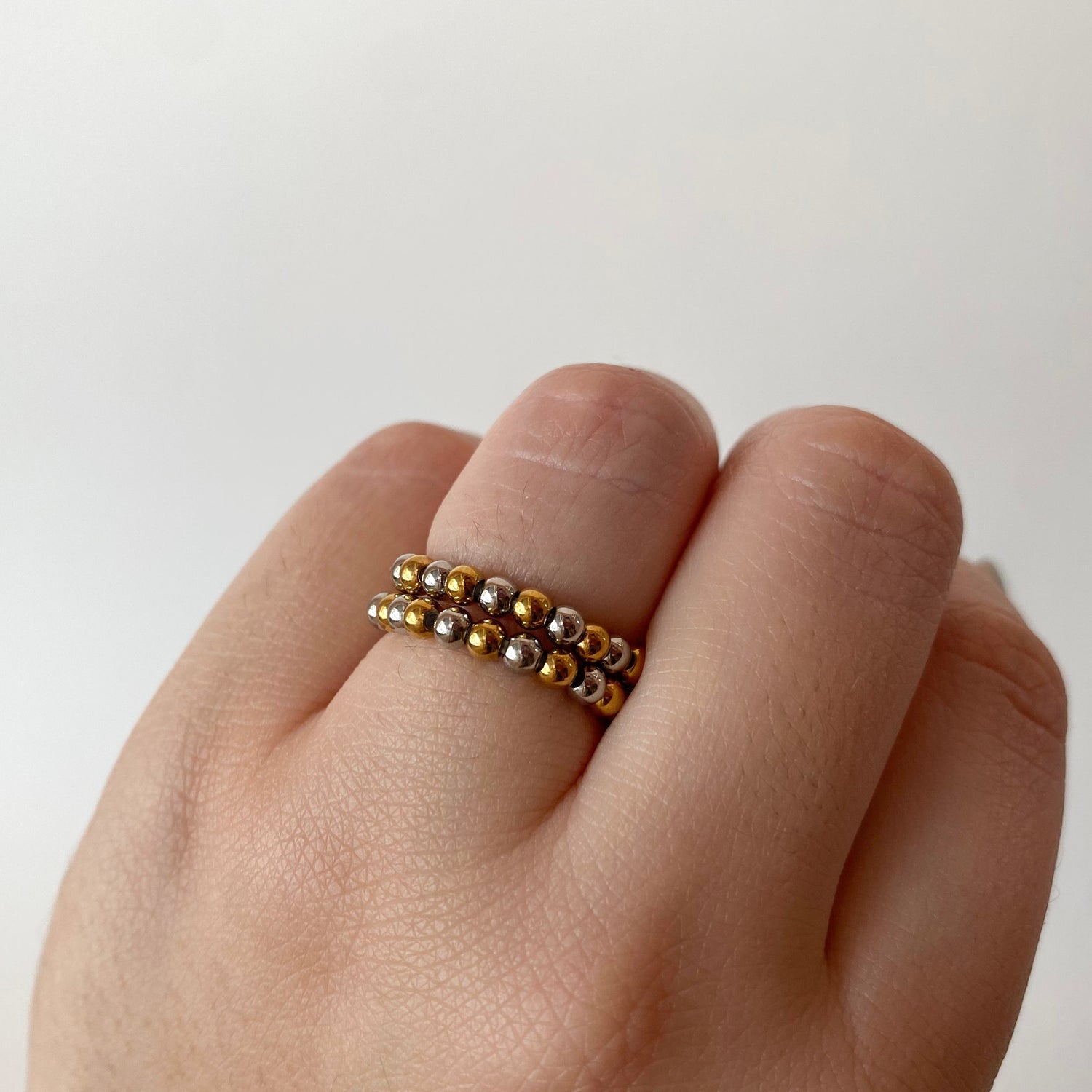 Silver and Gold Elastic Double Ring