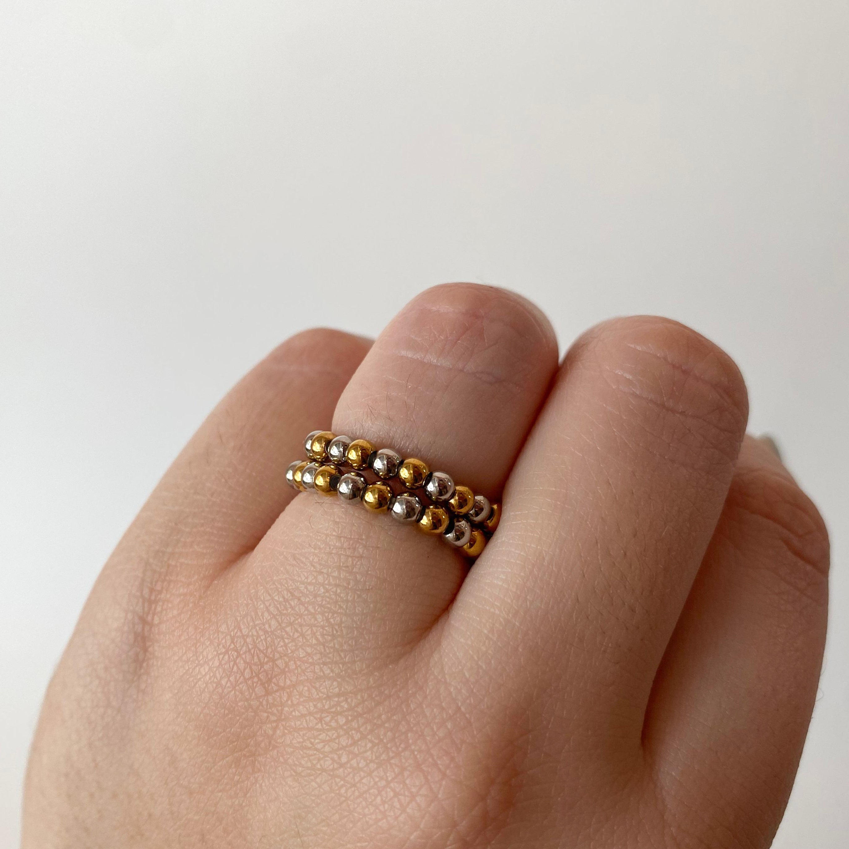 Silver and Gold Elastic Double Ring