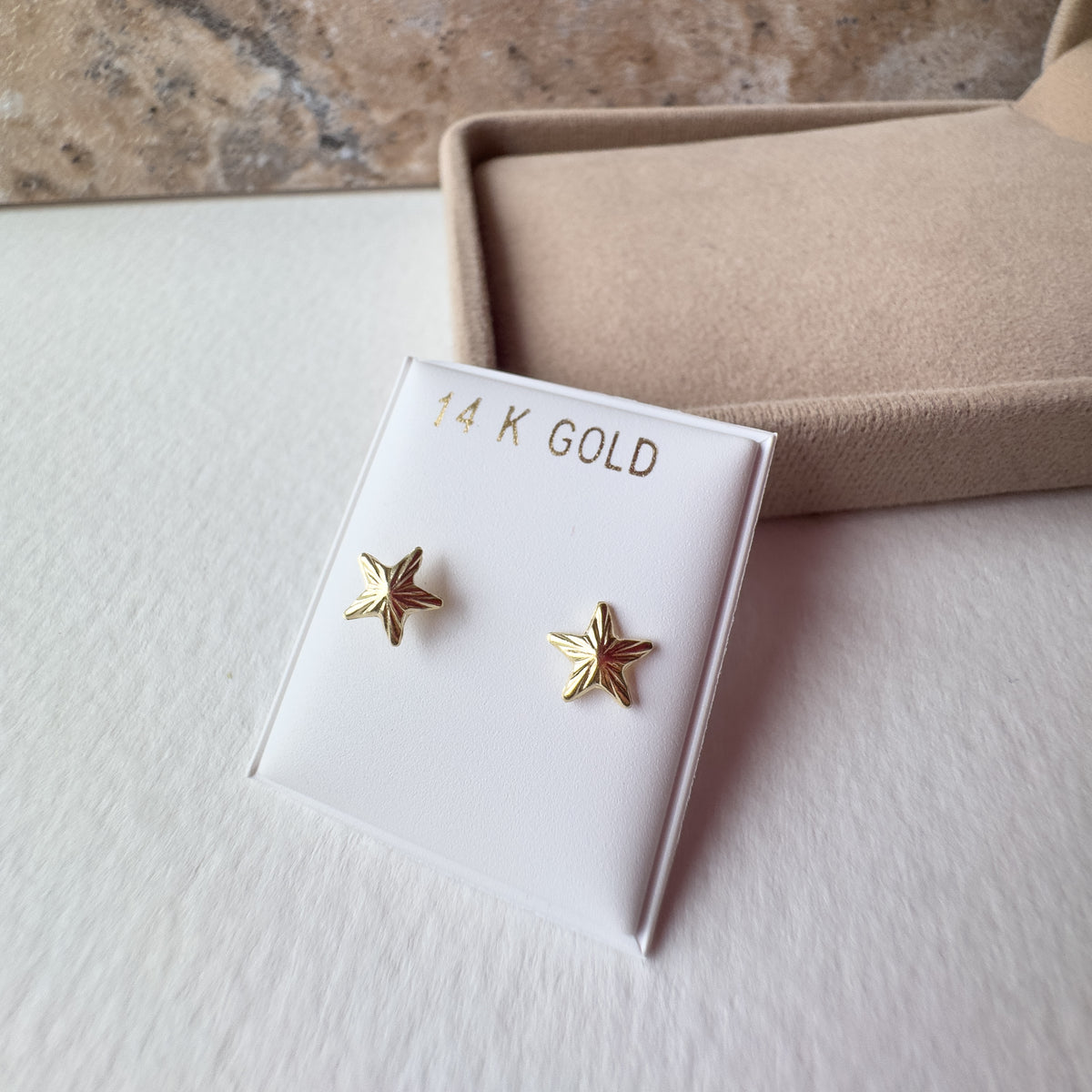 Stars Studs 14k Solid Gold Earrings