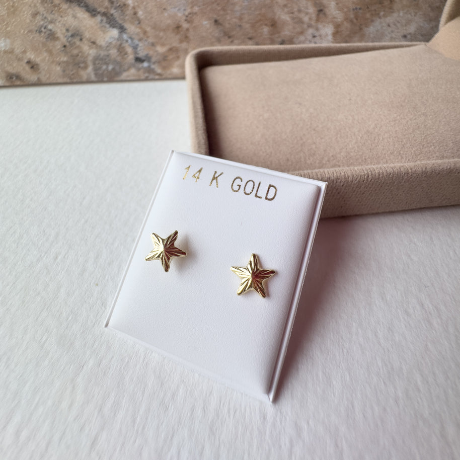 Stars Studs 14k Solid Gold Earrings