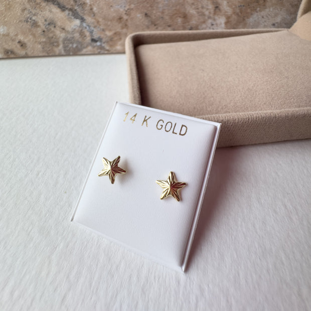Stars Studs 14k Solid Gold Earrings