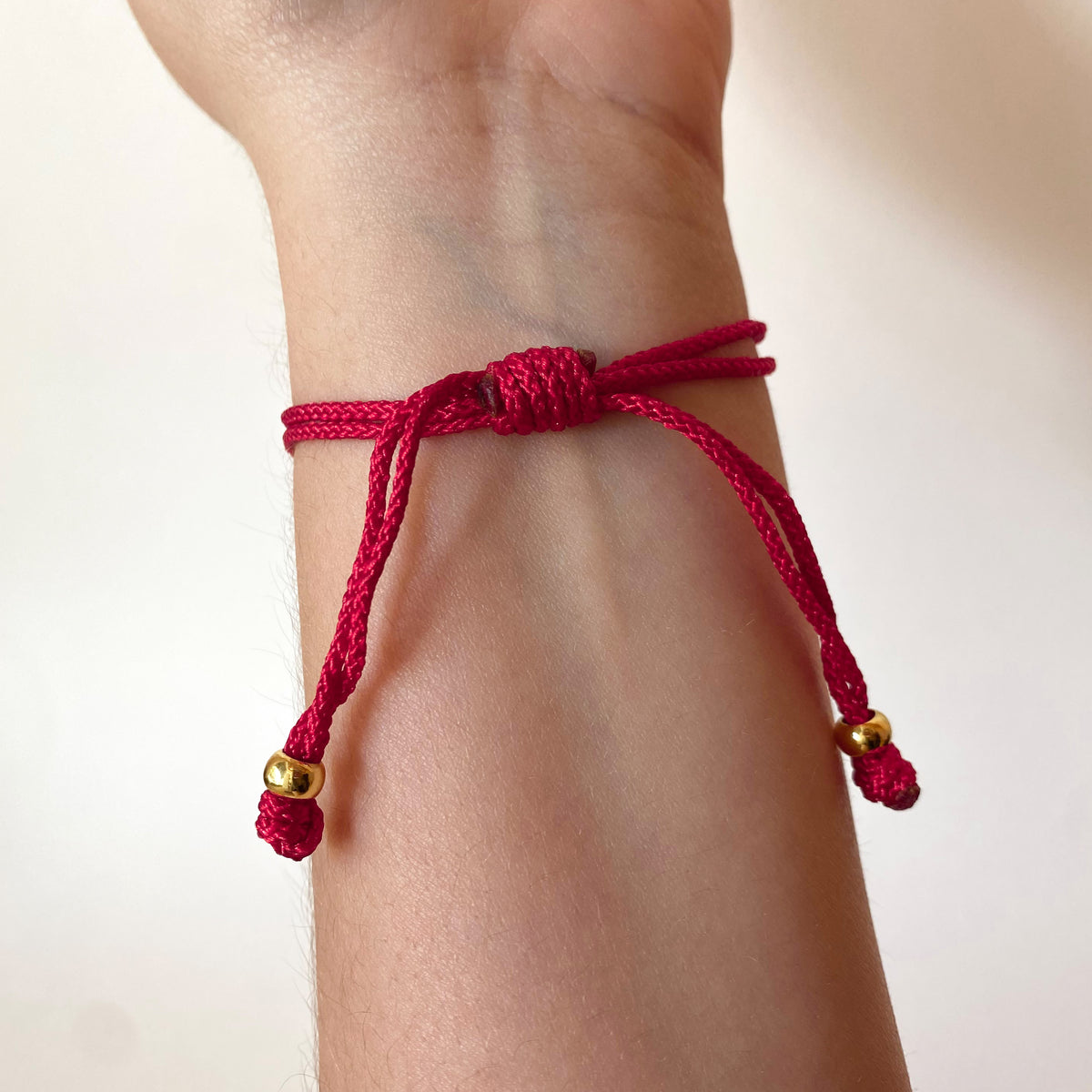 Brown Big Coffee Grain Charm in Red Adjustable Thread Bracelet