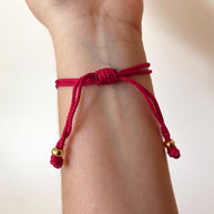 Brown Big Coffee Grain Charm in Red Adjustable Thread Bracelet