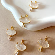Cloud and Raindrop White Quartz Crystal Charm