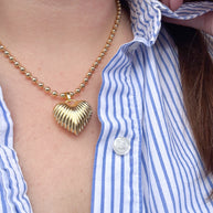 Big Golden Textured Heart Necklace