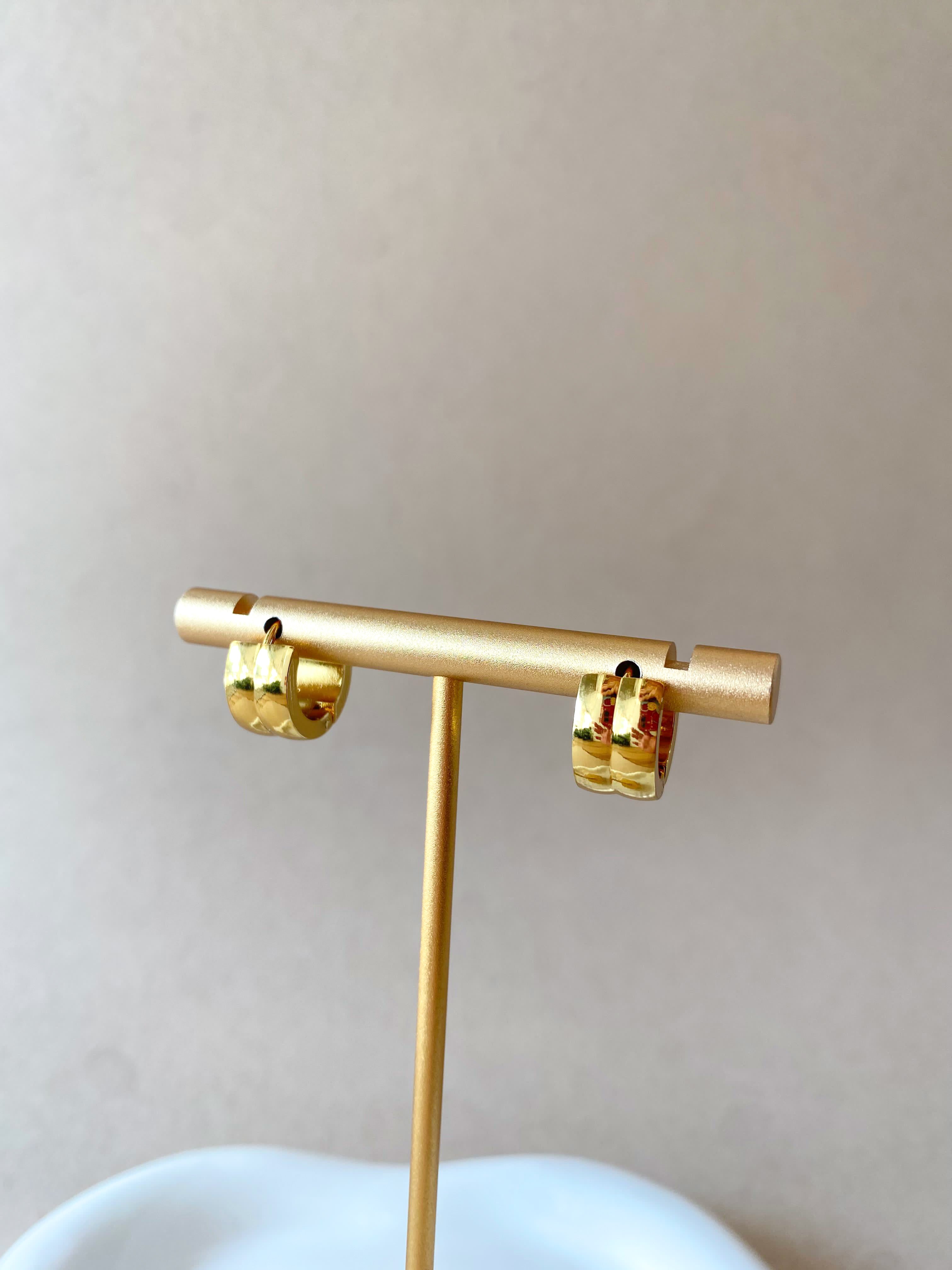 Golden Steel 2 Lines Hoops