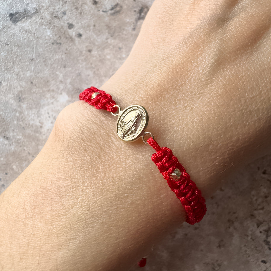 Miracle Virgin 18K Solid Gold in Red String Bracelet