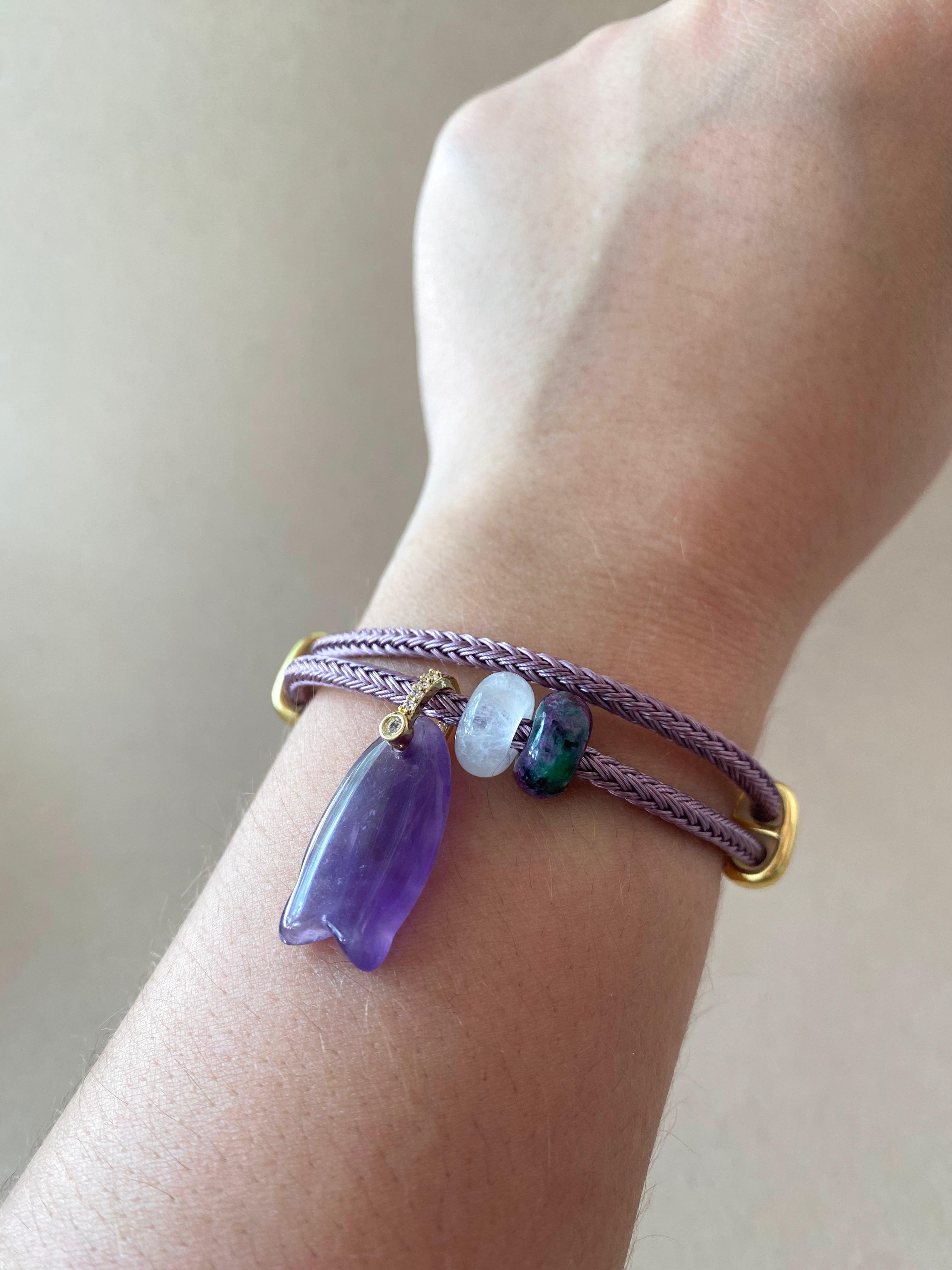 Fish and 2 Turkish Stone Amethyst Bracelet