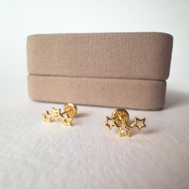 Starlight 18K Gold Stud Earrings
