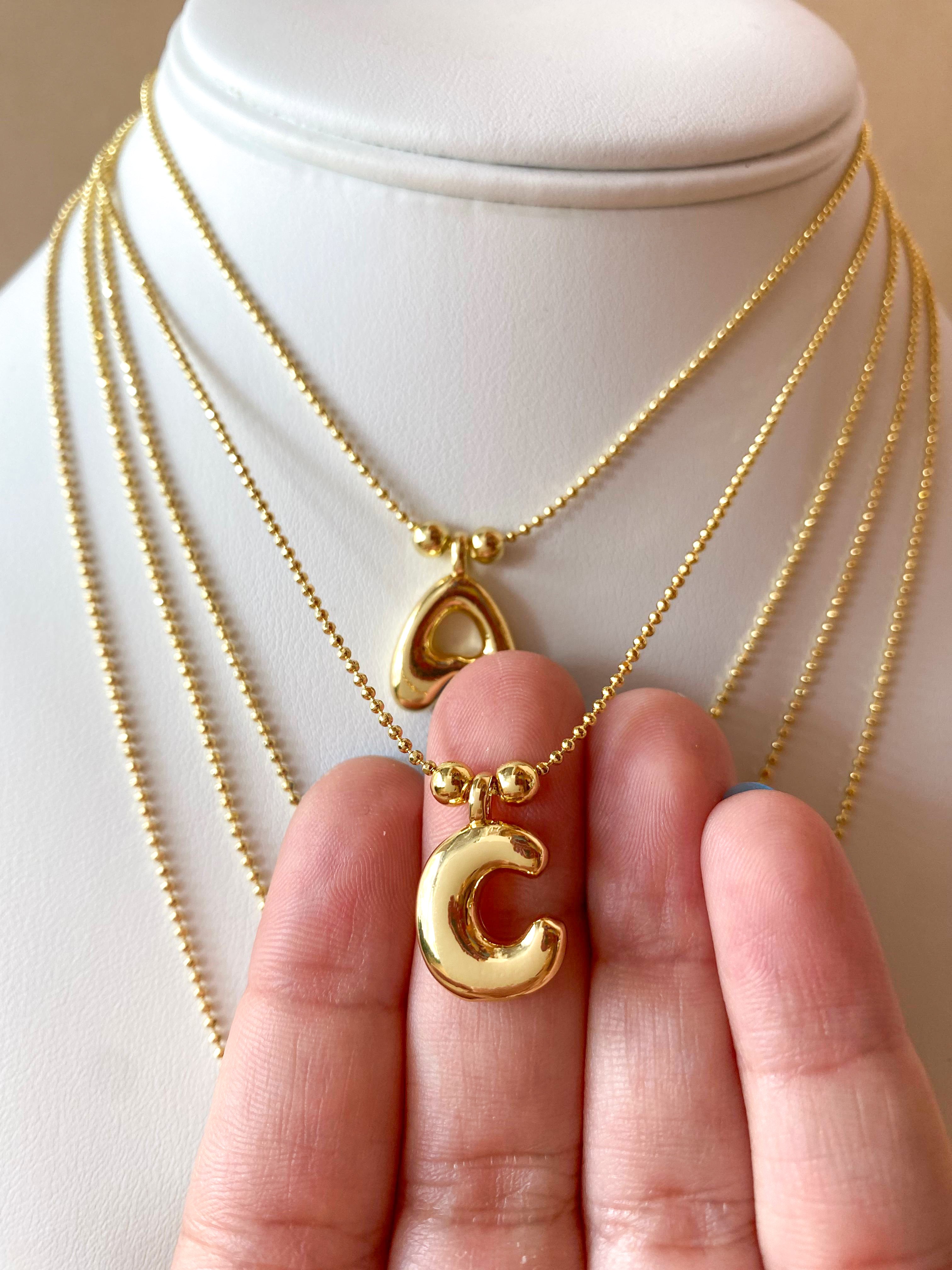 Adjustable Initials Bubble Charms Necklace