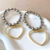 Silver & Gold Big Heart Elastics Bracelets