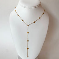 Golden Steel Little Hearts & Zircons Y Necklace