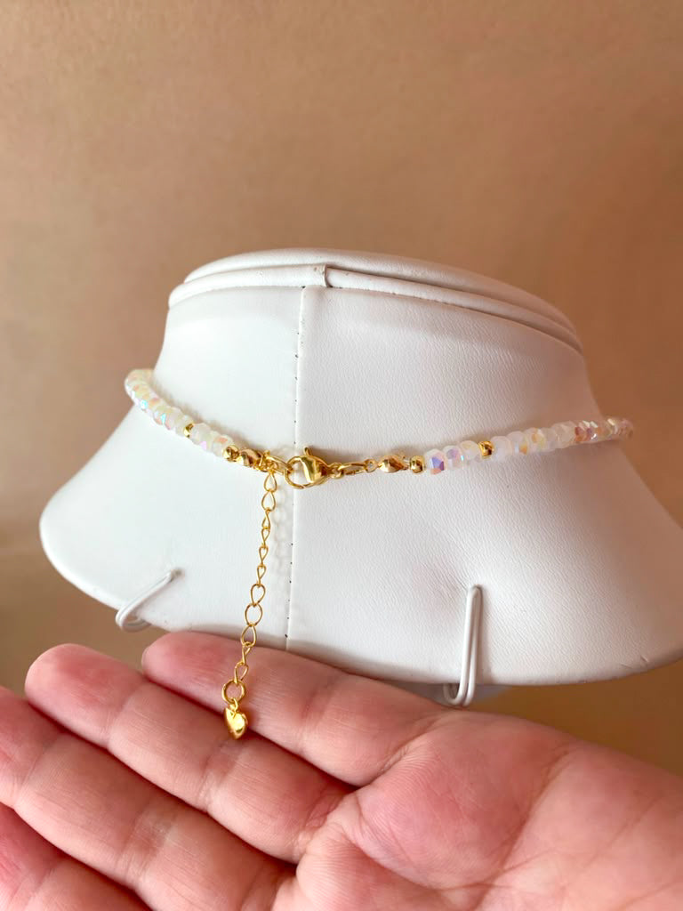 Crystal Clear Flower and Beads Necklace
