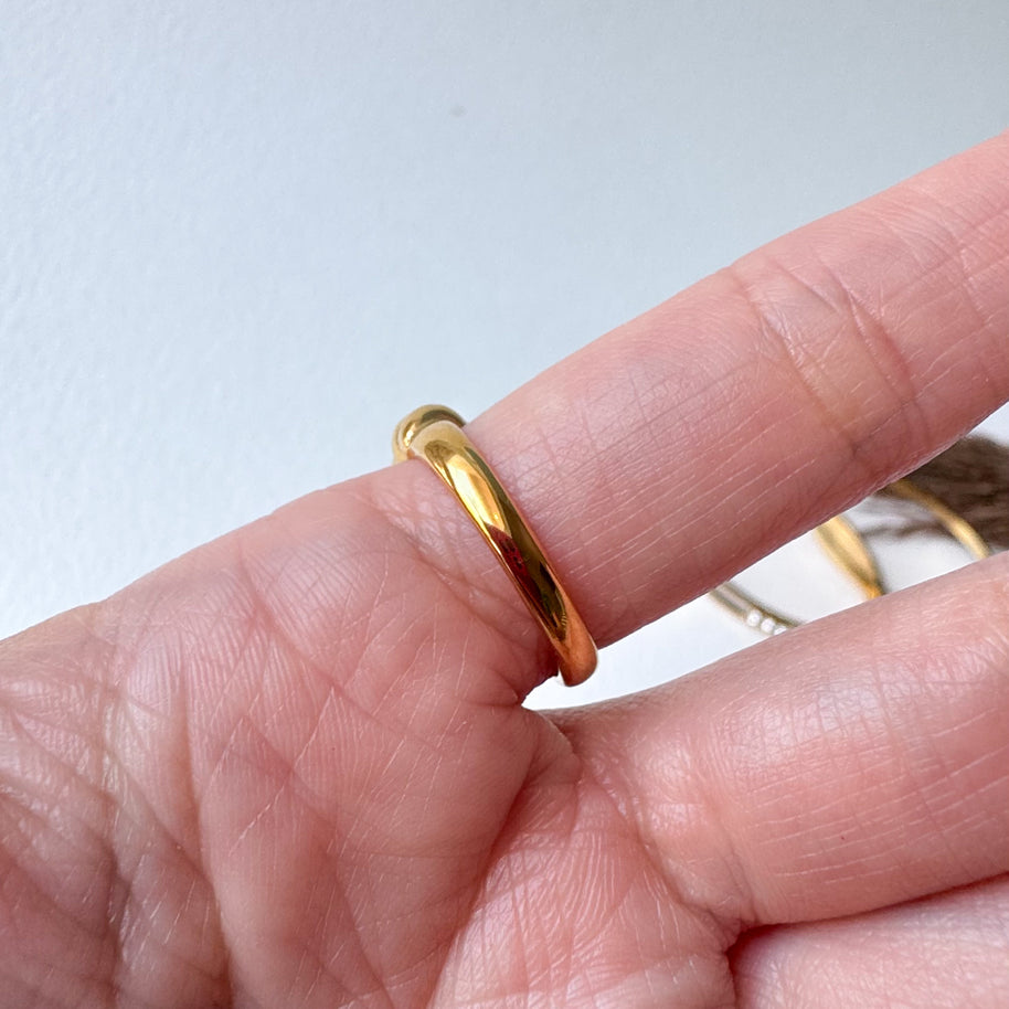 Chunky Gold Twist Steel Ring