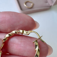 Spiral 14K Solid Gold Medium Hoops