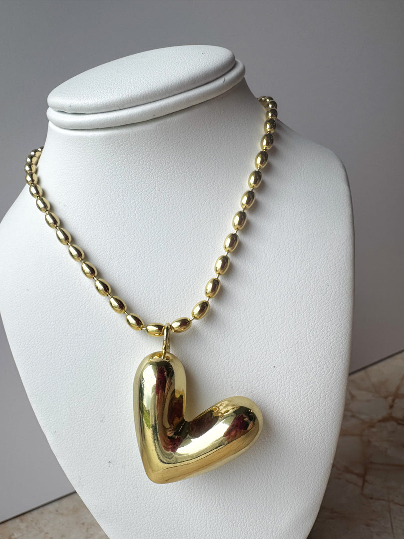 Cadena Corazon Dorado Grande