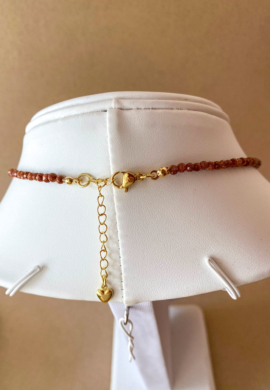 Brown Little Shiny Crystals Pearl & Golden Necklaces
