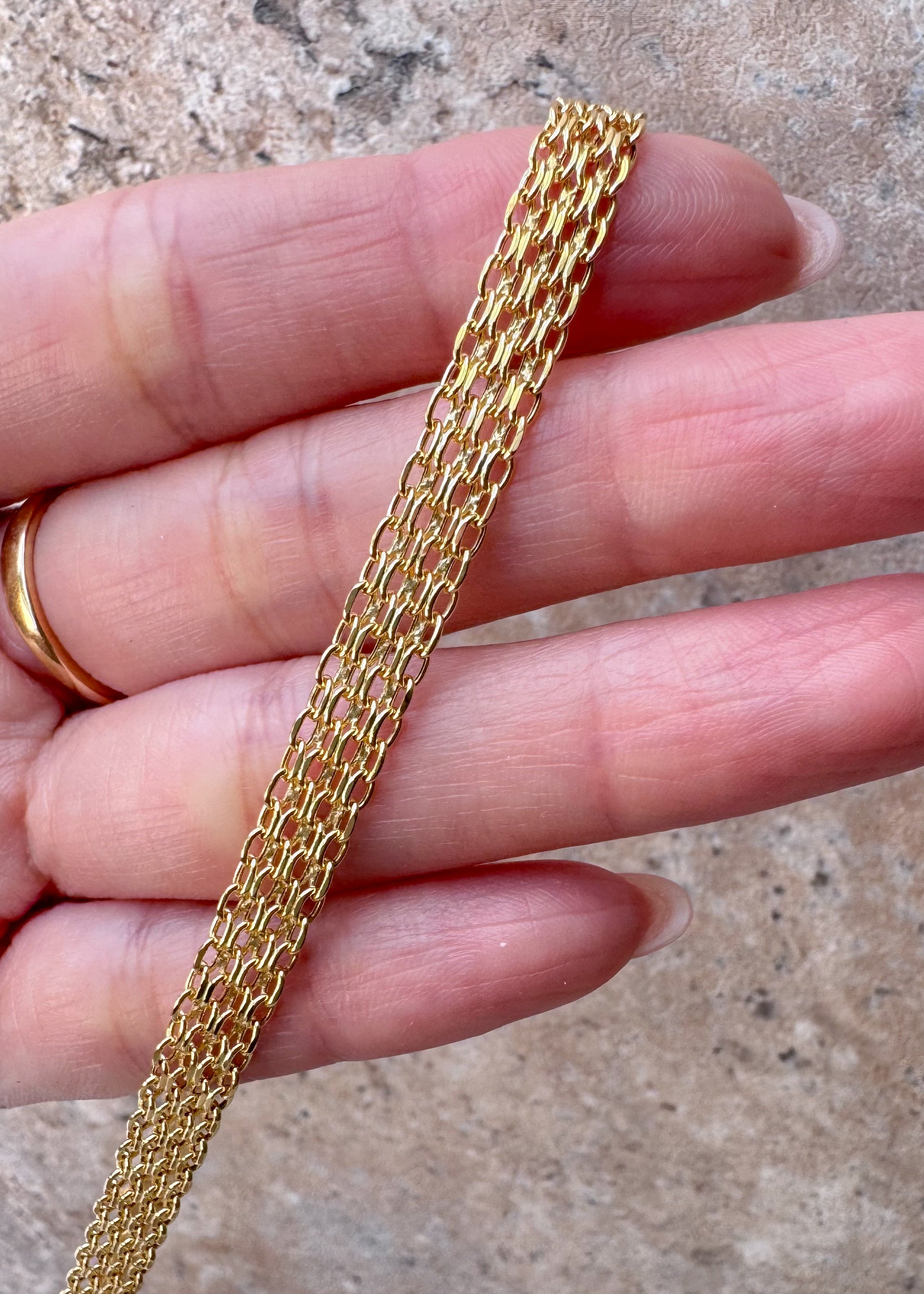 Chinese Fabric Bismark Chain 18k Solid Gold Necklace