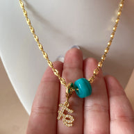 Faith and Turkish Stone in a Coffee Grain Necklace