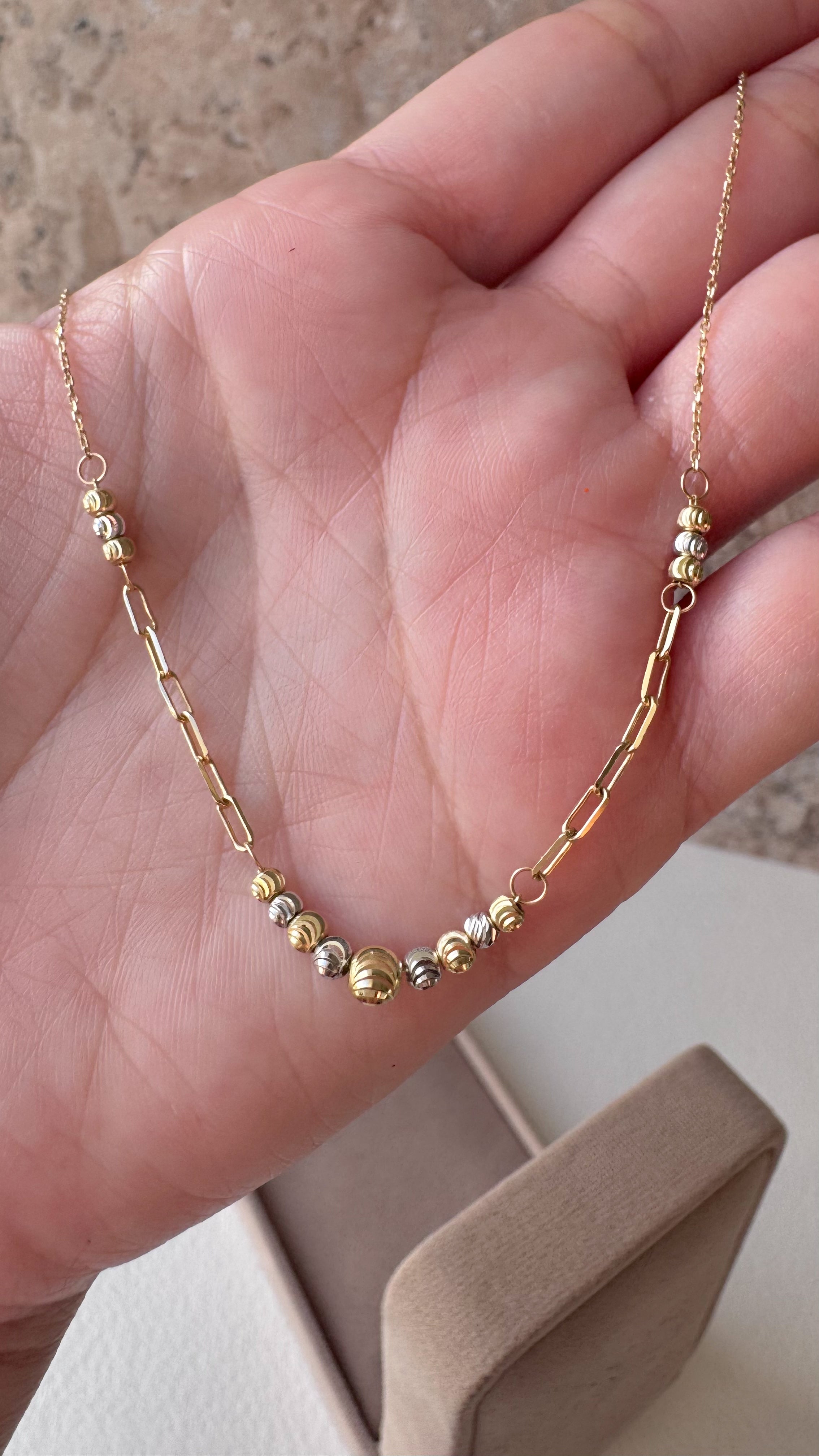 Silver & Gold Chain Italy 14k Solid Gold Necklace